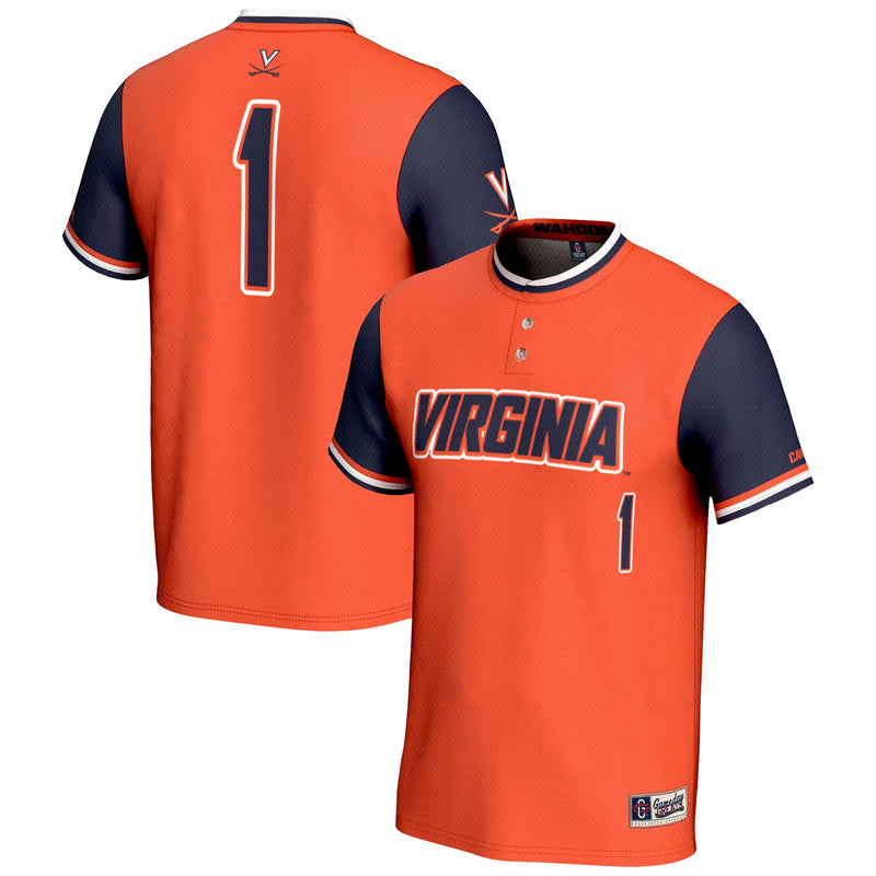 Virginia Cavaliers Softball Jersey, Orange Lightweight Sportswear Jersey Shirt, Lightweight Breathable Athletic Jersey, Casual Gift for Men