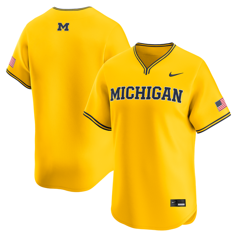Maize Michigan Wolverines Baseball Jersey, Limited Sportswear Jersey Shirt, Lightweight Breathable Athletic Jersey, Casual Gift for Men