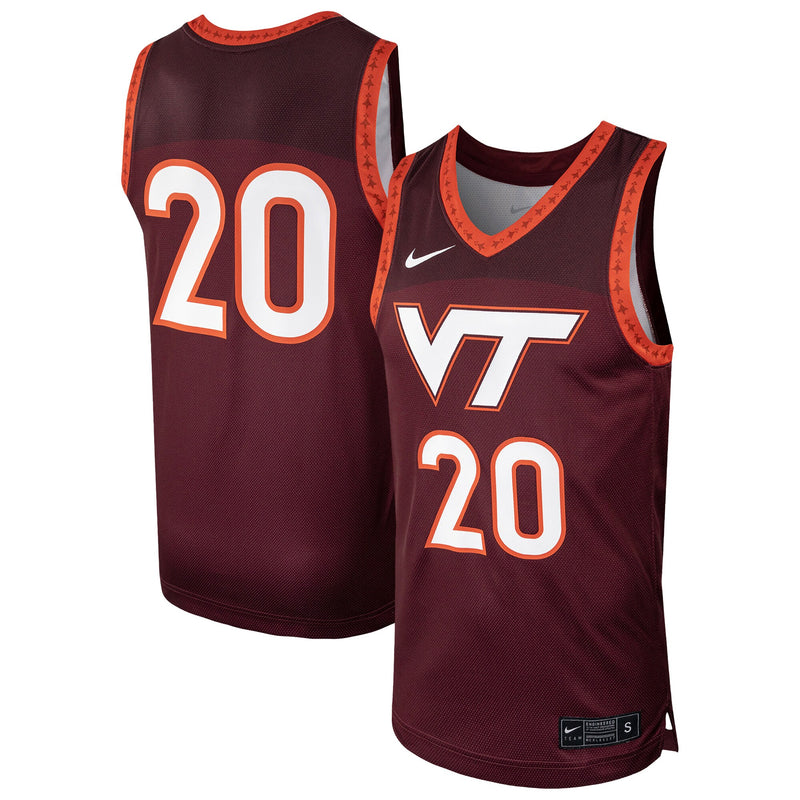 Virginia Tech Hokies Basketball Jersey, Maroon Sportswear Jersey Shirt, Sleeveless Athletic Tank Jersey, Casual Gift for Men, Style 204551059