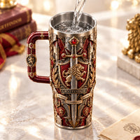 Crest of Courage - Crimson and Gold Heraldic Tumbler