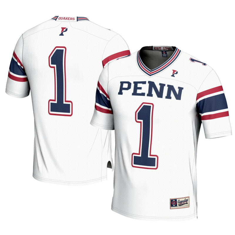 Pennsylvania Quakers Football Jersey, White Sportswear Jersey Shirt, Lightweight Breathable Athletic Jersey, Casual Gift for Men