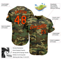 Custom Baseball Jersey, Orange Black Sportswear Jersey Shirt, Athletic Button Down Moisture Wicking Jersey, Casual Gift for Men, Style Camo0038