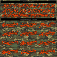 Custom Baseball Jersey, Orange Black Sportswear Jersey Shirt, Athletic Button Down Moisture Wicking Jersey, Casual Gift for Men, Style Camo0038