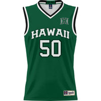 Hawaii Rainbow Warriors Lightweight Basketball Jersey, Green Sportswear Jersey Shirt, Sleeveless Athletic Tank Jersey, Casual Gift for Men
