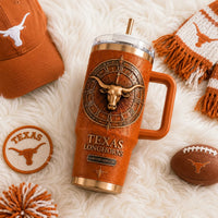 TEX - Bronze Longhorn Emblem in a Roman Numeral Ring