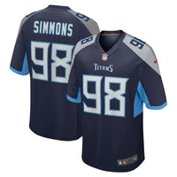 Jeffery Simmons Tennessee Titans Football Jersey, Navy Game Sportswear Jersey Shirt, Lightweight Breathable Athletic Jersey, Casual Gift for Men