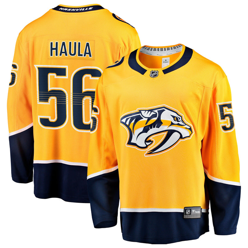 Erik Haula Nashville Predators Hockey Jersey, Gold Breakaway Sportswear Jersey Shirt, Long Sleeve Hockey Sweater Jersey, Casual Gift for Men