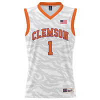 Clemson Tigers Basketball Jersey, White Sportswear Jersey Shirt, Sleeveless Athletic Tank Jersey, Casual Gift for Men, Style 200425593