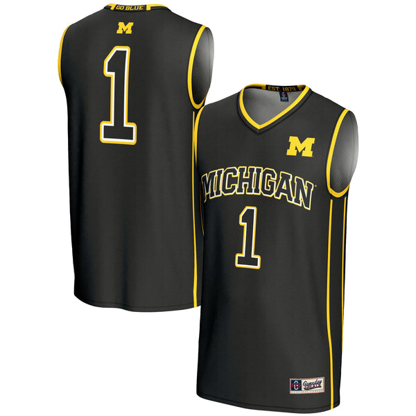 #1 Michigan Wolverines Lightweight Basketball Jersey - Black