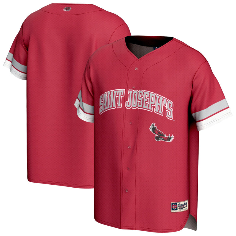 Saint Joseph's Hawks Baseball Jersey, Crimson Sportswear Jersey Shirt, Lightweight Breathable Athletic Jersey, Casual Gift for Men