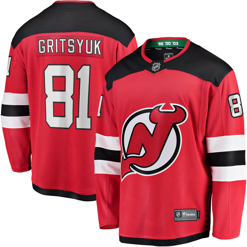 Arseny Gritsyuk New Jersey Devils Hockey Jersey, Red Breakaway Sportswear Jersey Shirt, Long Sleeve Hockey Sweater Jersey, Casual Gift for Men