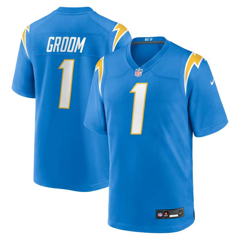 Number Groom Los Angeles Chargers Football Jersey, Powder Sportswear Jersey Shirt, Lightweight Breathable Athletic Jersey, Casual Gift for Men