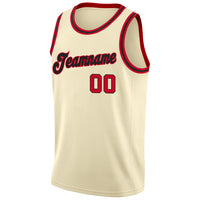 Custom Basketball Jersey, Cream Red Black Sportswear Jersey Shirt, Athletic Mesh Moisture Wicking Jersey, Casual Gift for Men