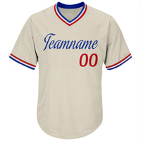 Custom Baseball Jersey, Cream Red Royal Sportswear Jersey Shirt, Athletic V Neck Moisture Wicking Jersey, Casual Gift for Men, Style Cream0066