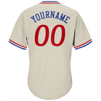 Custom Baseball Jersey, Cream Red Royal Sportswear Jersey Shirt, Athletic V Neck Moisture Wicking Jersey, Casual Gift for Men, Style Cream0066