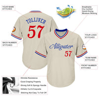 Custom Baseball Jersey, Cream Red Royal Sportswear Jersey Shirt, Athletic V Neck Moisture Wicking Jersey, Casual Gift for Men, Style Cream0066