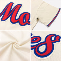 Custom Baseball Jersey, Cream Red Royal Sportswear Jersey Shirt, Athletic V Neck Moisture Wicking Jersey, Casual Gift for Men, Style Cream0066