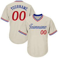 Custom Baseball Jersey, Cream Red Royal Sportswear Jersey Shirt, Athletic V Neck Moisture Wicking Jersey, Casual Gift for Men, Style Cream0066