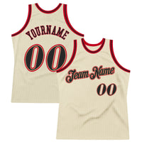 Custom Basketball Jersey, Cream Black Red Throwback Sportswear Jersey Shirt, Athletic Mesh Moisture Wicking Jersey, Casual Gift for Men