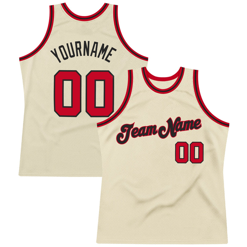 Custom Basketball Jersey, Cream Red Black Sportswear Jersey Shirt, Athletic Mesh Moisture Wicking Jersey, Casual Gift for Men, Style Cream0089