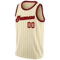 Custom Basketball Jersey, Cream Black Red Sportswear Jersey Shirt, Athletic Mesh Moisture Wicking Jersey, Casual Gift for Men, Style Cream0123