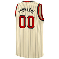 Custom Basketball Jersey, Cream Black Red Sportswear Jersey Shirt, Athletic Mesh Moisture Wicking Jersey, Casual Gift for Men, Style Cream0123