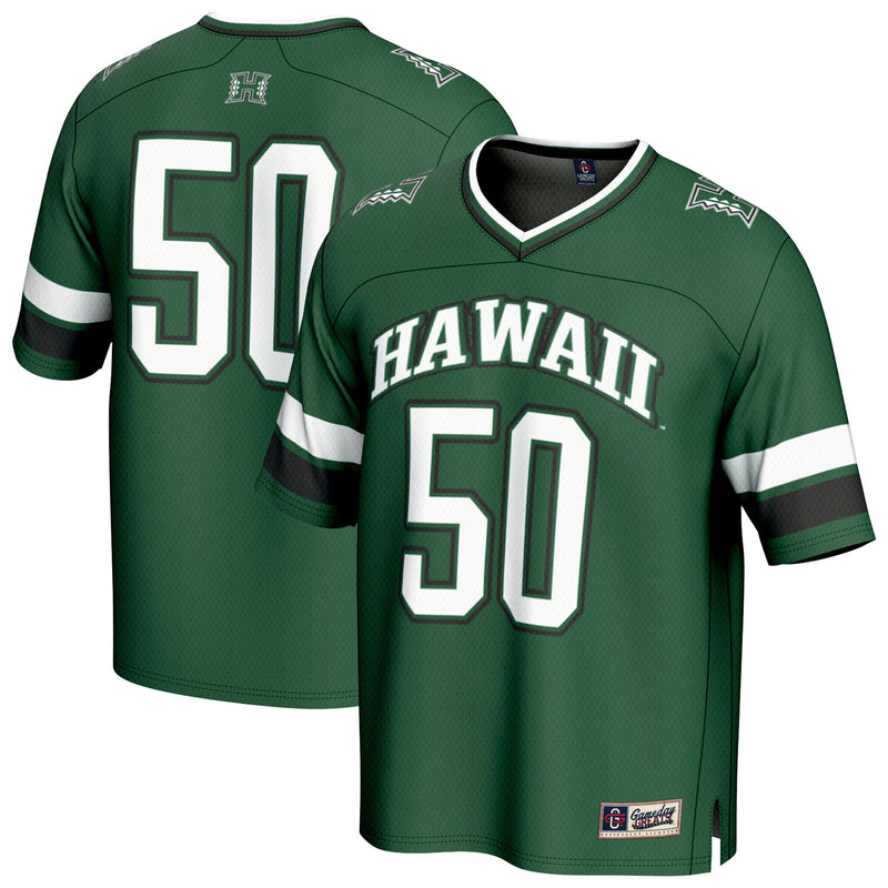 Hawaii Rainbow Warriors Lightweight Football Jersey, Green Sportswear Jersey Shirt, Lightweight Breathable Athletic Jersey, Casual Gift for Men
