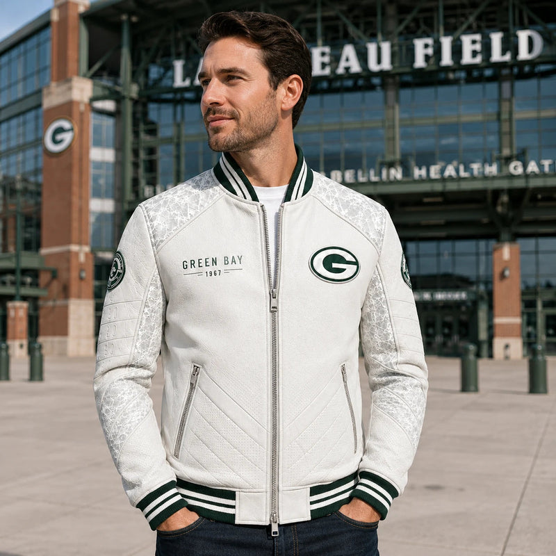 GB 1967 - Ivory Panel Varsity Jacket in Team Green
