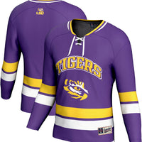 LSU Tigers Hockey Jersey, Purple Sportswear Jersey Shirt, Long Sleeve Hockey Sweater Jersey, Casual Gift for Men
