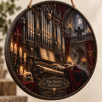 The Devil's Nocturne - Candlelit Gothic Organ Round Wood Sign