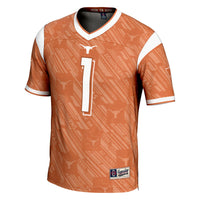 Texas Longhorns Highlight Print Football Jersey, Orange Sportswear Jersey Shirt, Lightweight Breathable Athletic Jersey, Casual Gift for Men