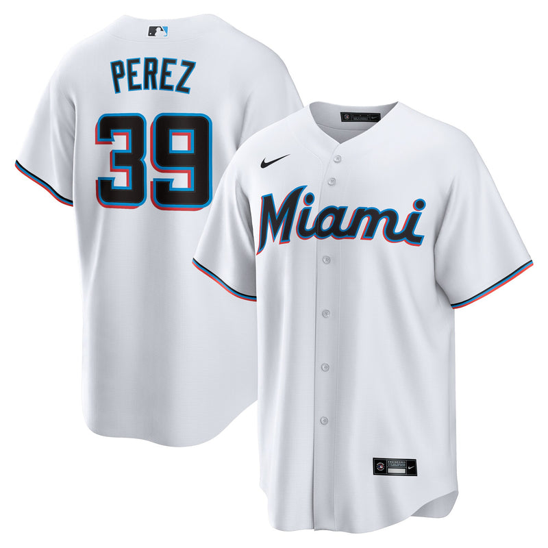 Eury Perez Miami Marlins Baseball Jersey, White Replica Sportswear Jersey Shirt, Lightweight Breathable Athletic Jersey, Casual Gift for Men
