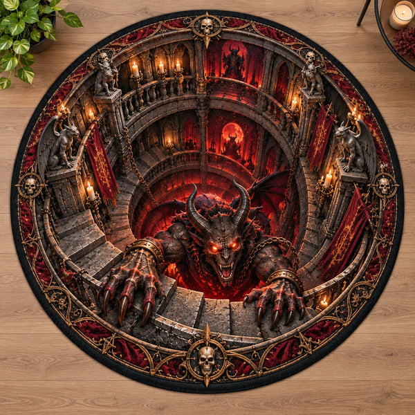 The Pit Below - A Circular Descent in Gothic Red - main