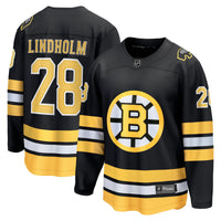 Elias Lindholm Boston Bruins Hockey Jersey, Black Breakaway Home Sportswear Jersey Shirt, Long Sleeve Hockey Sweater Jersey, Casual Gift for Men