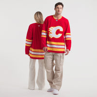 Calgary Flames Hockey Jersey, Red Premium Home Sportswear Jersey Shirt, Long Sleeve Hockey Sweater Jersey, Casual Gift for Men, Style 202015693