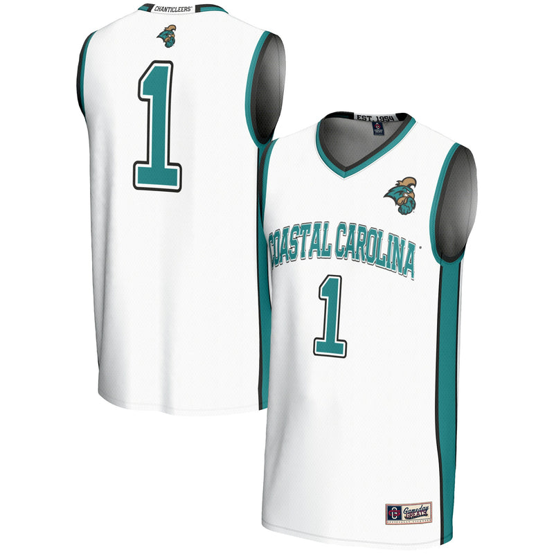 Coastal Carolina Chanticleers Basketball Jersey, White Sportswear Jersey Shirt, Sleeveless Athletic Tank Jersey, Casual Gift for Men