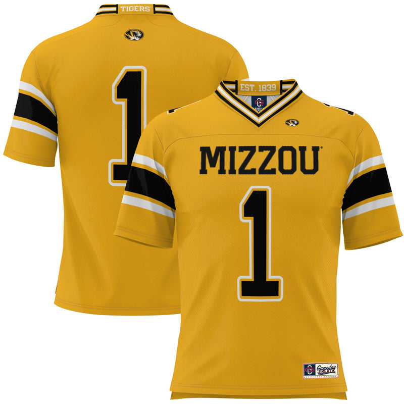 Missouri Tigers Football Jersey, Gold Sportswear Jersey Shirt, Lightweight Breathable Athletic Jersey, Casual Gift for Men, Style 200425274