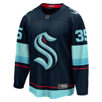 Joey Daccord Seattle Kraken Hockey Jersey, Deep Sea Blue Sportswear Jersey Shirt, Long Sleeve Hockey Sweater Jersey, Casual Gift for Men