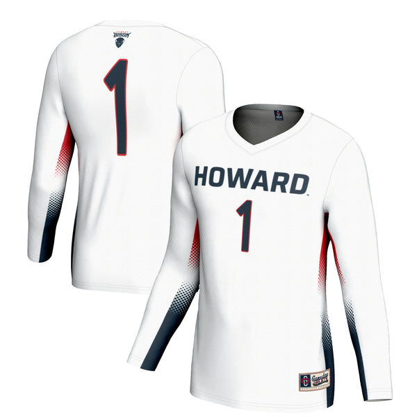 #1 Howard Bison Lightweight Volleyball Jersey - White