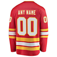 Calgary Flames Hockey Jersey, Red Breakaway Home Sportswear Jersey Shirt, Long Sleeve Hockey Sweater Jersey, Casual Gift for Men, Style 3273704