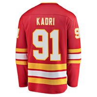 Nazem Kadri Calgary Flames Hockey Jersey, Red Breakaway Home Sportswear Jersey Shirt, Long Sleeve Hockey Sweater Jersey, Casual Gift for Men