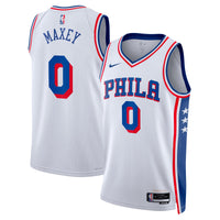 Tyrese Maxey Philadelphia 76ers Basketball Jersey, White Swingman Sportswear Jersey Shirt, Sleeveless Athletic Tank Jersey, Casual Gift for Men