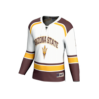 Arizona State Sun Devils Hockey Jersey, White Fashion Sportswear Jersey Shirt, Long Sleeve Hockey Sweater Jersey, Casual Gift for Men