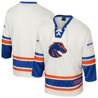 Boise State Broncos Hockey Jersey, Cream Fashion Sportswear Jersey Shirt, Long Sleeve Hockey Sweater Jersey, Casual Gift for Men