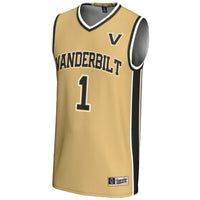 Vanderbilt Commodores Basketball Jersey, Gold Lightweight Sportswear Jersey Shirt, Sleeveless Athletic Tank Jersey, Casual Gift for Men