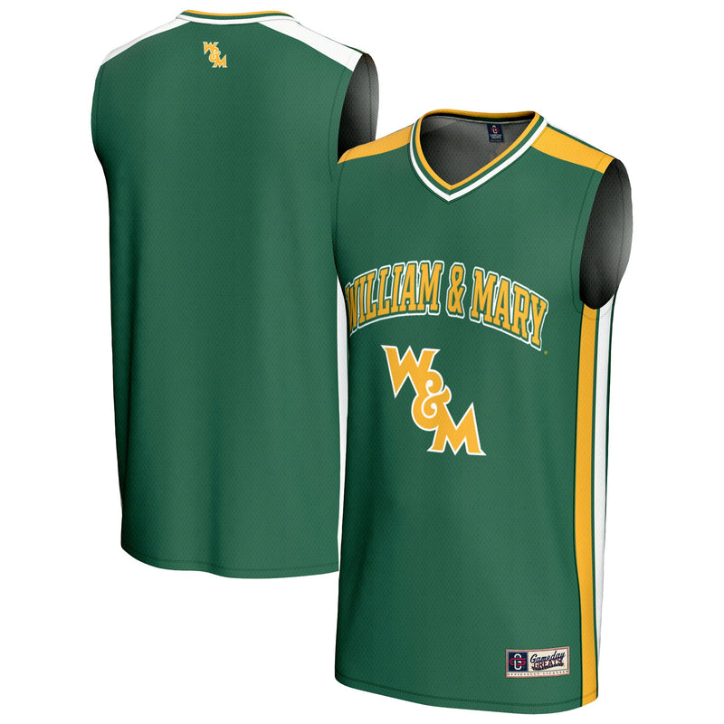 William & Mary Tribe Basketball Jersey, Green Sportswear Jersey Shirt, Sleeveless Athletic Tank Jersey, Casual Gift for Men