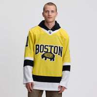 Jeremy Swayman Boston Bruins Hockey Jersey, Gold Premium Sportswear Jersey Shirt, Long Sleeve Hockey Sweater Jersey, Casual Gift for Men