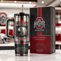 OSU Pewter Panel - Helmet, Scarlet Stripe and Stadium Relief