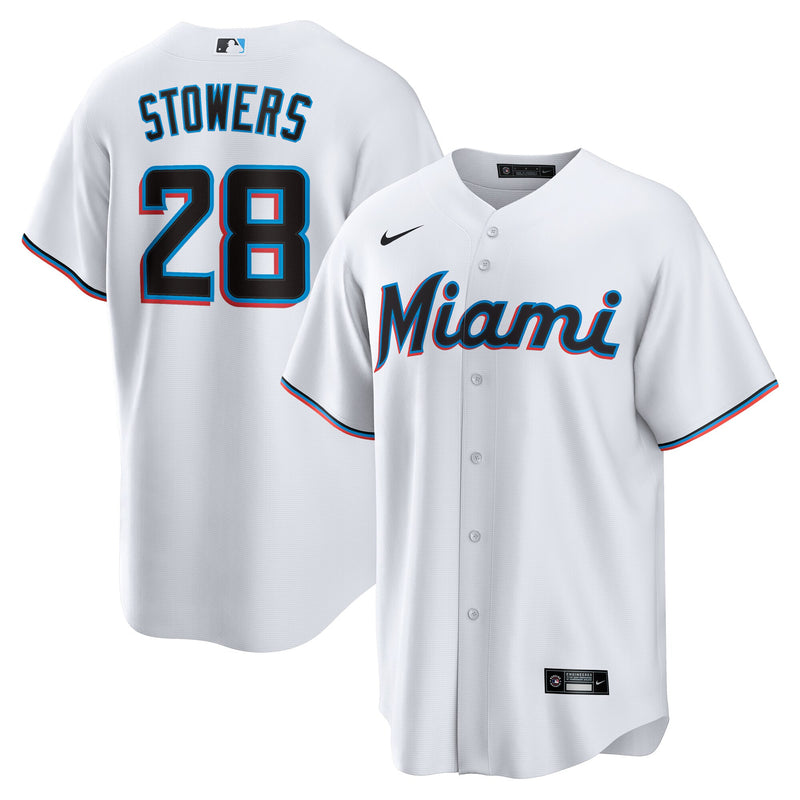 Kyle Stowers Miami Marlins Baseball Jersey, White Replica Sportswear Jersey Shirt, Lightweight Breathable Athletic Jersey, Casual Gift for Men