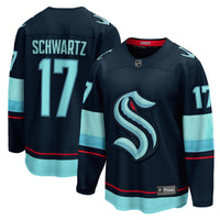 Jaden Schwartz Seattle Kraken Hockey Jersey, Navy Breakaway Home Sportswear Jersey Shirt, Long Sleeve Hockey Sweater Jersey, Casual Gift for Men